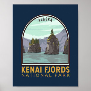 Kenai Fjords National Park Vintage Emblem Poster