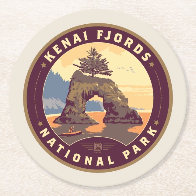 Kenai Fjords National Parker Underlägg Papper Rund (Framsidan)