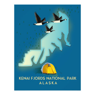 Kenai Fjords nationalpark Alaska resa karta Fototryck