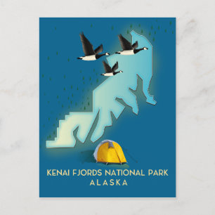 Kenai Fjords nationalpark Alaska resa karta Vykort