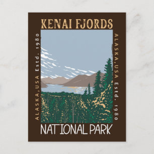 Kenai Fjords Nationalpark Alaska Retro Sliten Vykort
