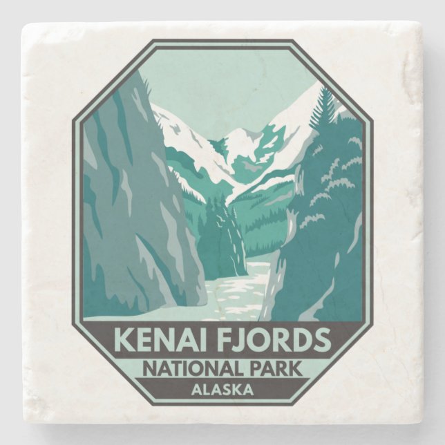 Kenai Fjords nationalpark Alaska Vintage Stenunderlägg (Framsidan)