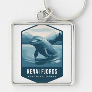 KENAI FJORDS NATIONALPARK FYRKANTIG SILVERFÄRGAD NYCKELRING