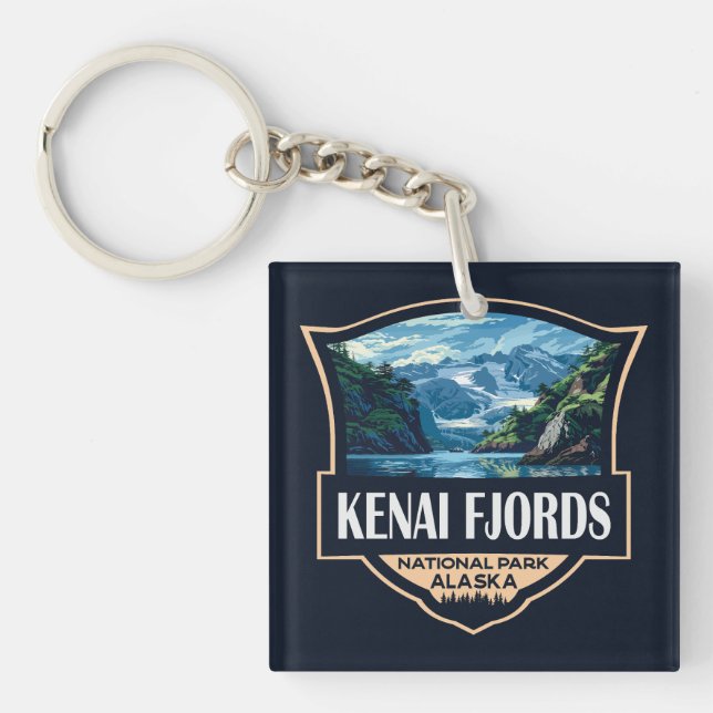 Kenai Fjords nationalpark Illustration Retro Art (Framsidan)
