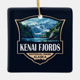 Kenai Fjords nationalpark Illustration Retro Art Julgransprydnad Keramik