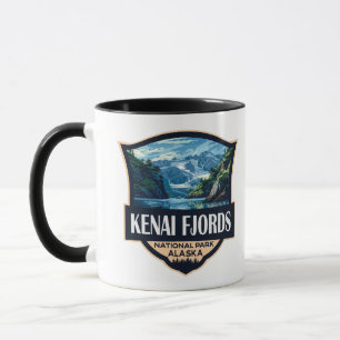 Kenai Fjords nationalpark Illustration Retro Art Mugg