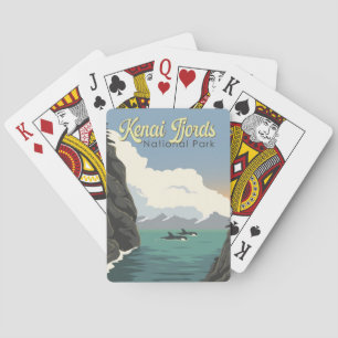 Kenai Fjords nationalpark Illustration Travel Art Casinokort