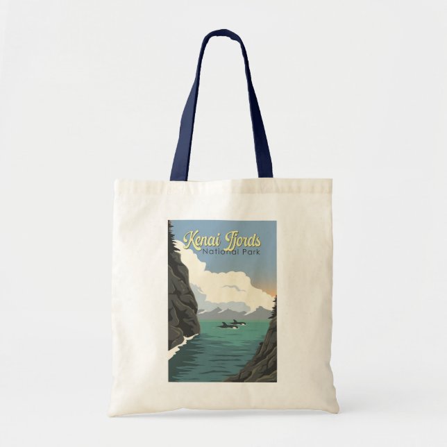 Kenai Fjords nationalpark Illustration Travel Art Tygkasse (Framsidan)