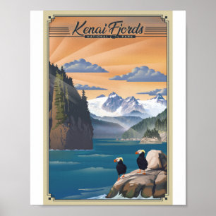 Kenai Fjords nationalpark Litho Artwork Poster