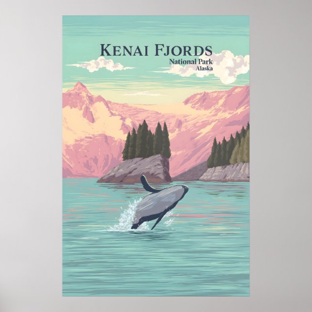 Kenai Fjords Nationalpark Reseskylt Poster (Framsidan)