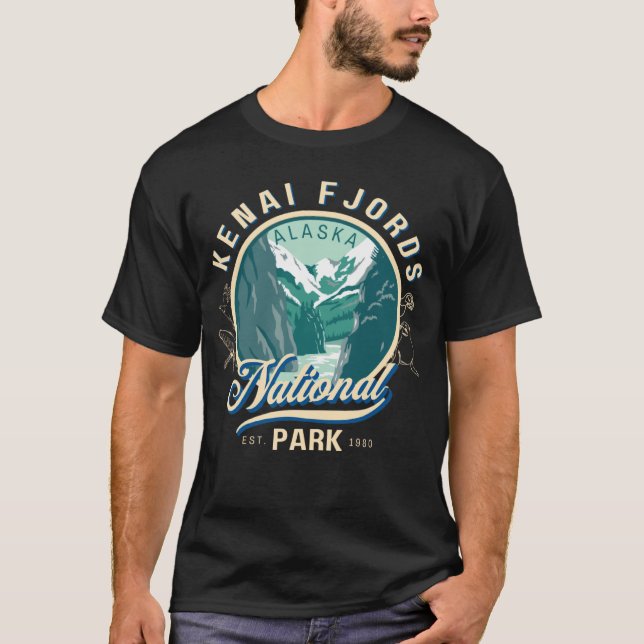 Kenai Fjords nationalpark Wildlife Alaska T Shirt (Framsida)