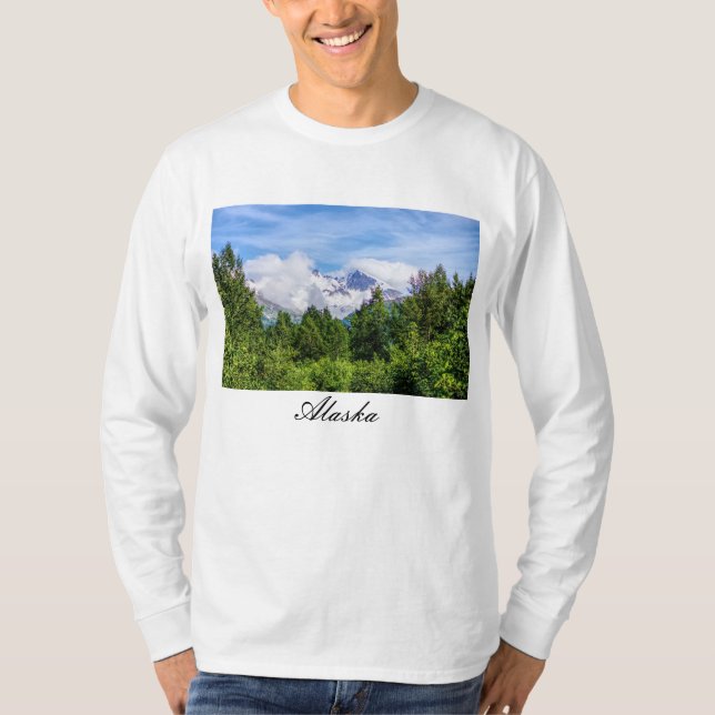 Kenai Fjords Snowy Mountains Långärmad T-shirt (Framsida)
