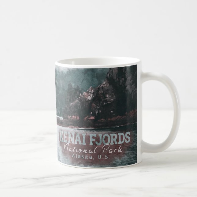 KENAI FJORDS WATERCOLOR - ALASKA United STATER Kaffemugg (Höger)