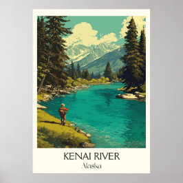 Kenai River Alaska Fiske Vildmark Poster