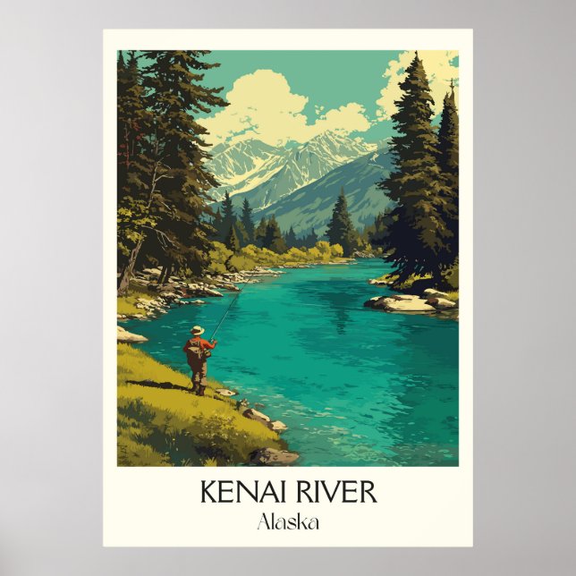 Kenai River Alaska Fiske Vildmark Poster (Framsidan)