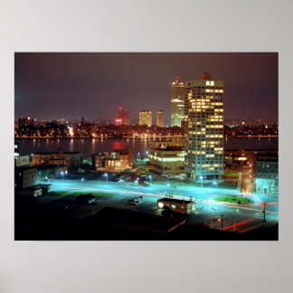 Kendall Square och Boston Skyline, 1967 Poster