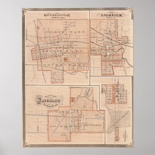 Kendallville, Noble Co Ligonier Poster (Framsidan)