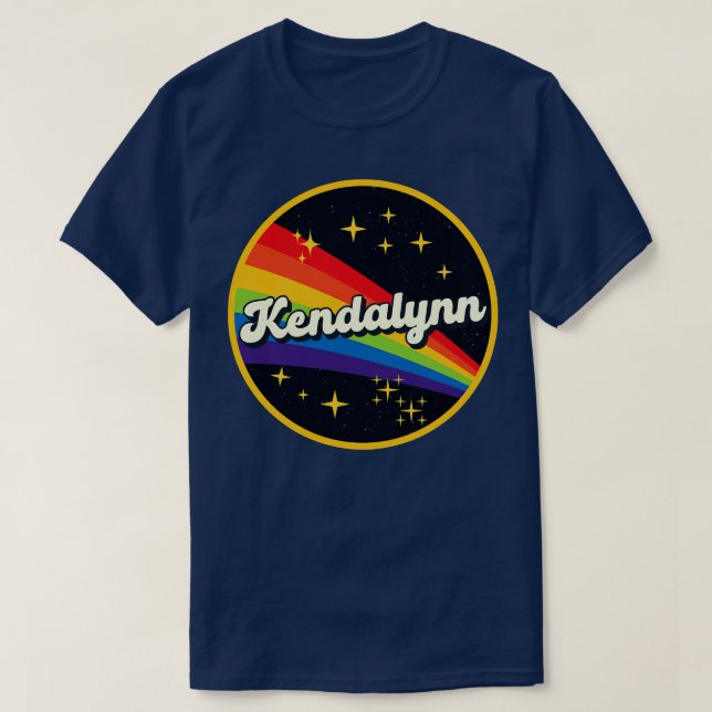 Kendalynn Rainbow in Space Vintage Stil T Shirt (Design framsida)
