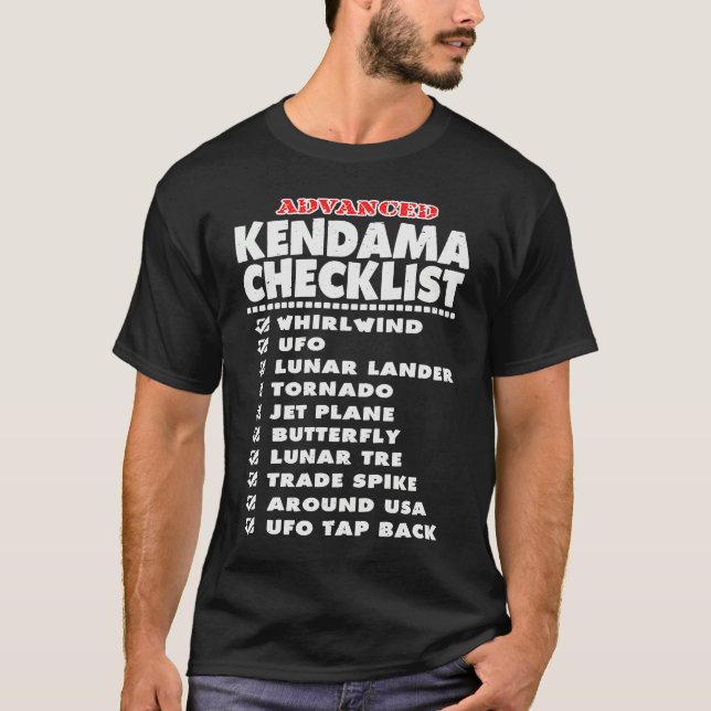 Kendama Avancerade Tricks Checklista Fan T Shirt (Framsida)