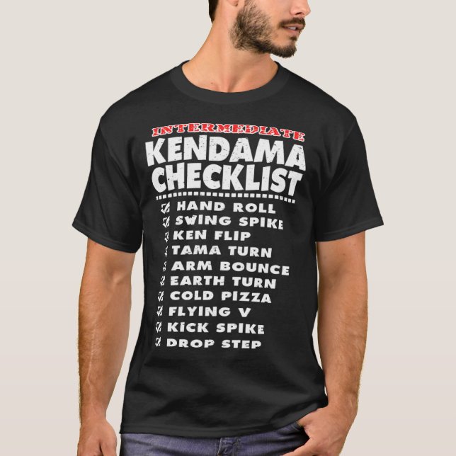 Kendama Intermediate Tricks Checklist Fläkt T Shirt (Framsida)