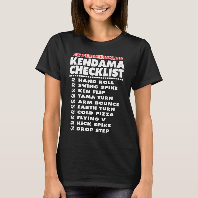 Kendama Intermediate Tricks Checklist Fläkt T Shirt (Framsida)