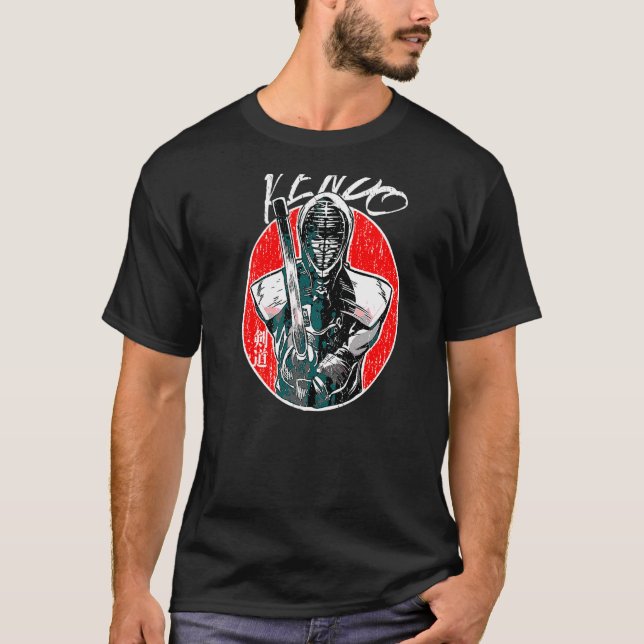 Kendo Bushido Samurai Ninja Japanische Kampfkunst T Shirt (Framsida)
