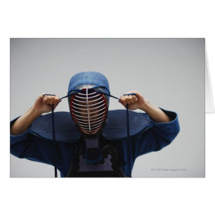 Kendo Fencer Fastening Mask 2 Hälsningskort