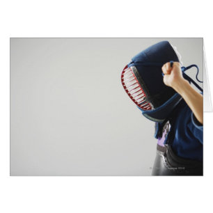 Kendo Fencer Fastening Mask Hälsningskort