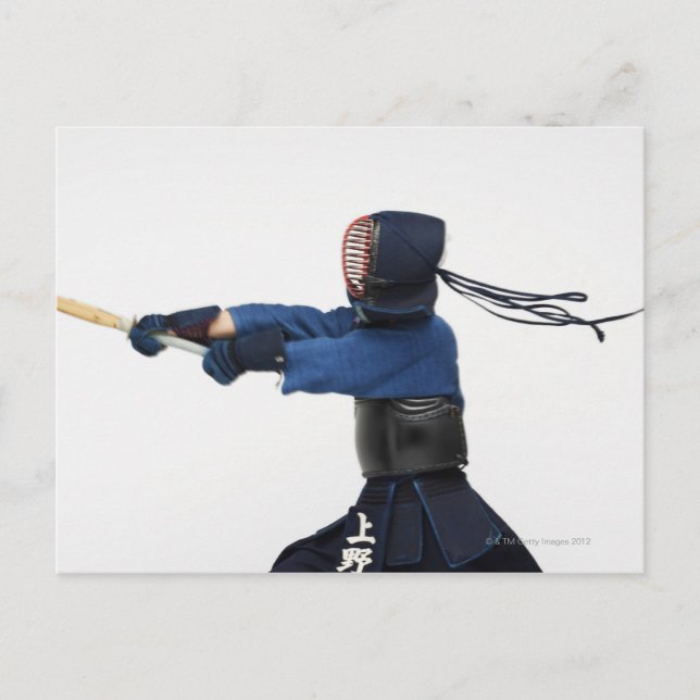 Kendo Fencer Practicing Vykort (Framsida)