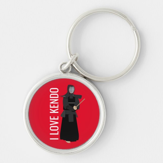 Kendo Rund Silverfärgad Nyckelring (Framsidan)