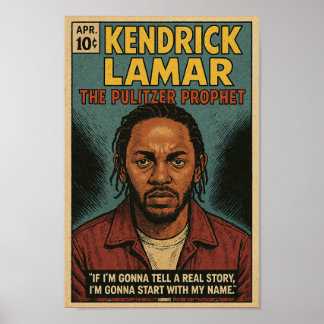 Kendrick Lamar "Pulitzer Prophet" Vintage Comi Poster