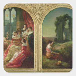 Kenilworth Castle - Past and Present, 1854 Fyrkantigt Klistermärke