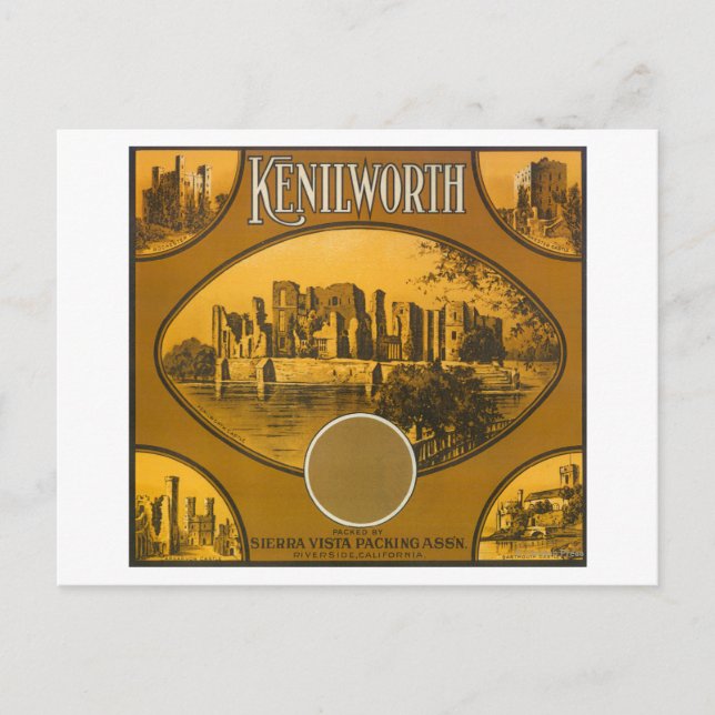 Kenilworth Orange LabelRiverside, CA Vykort (Framsida)