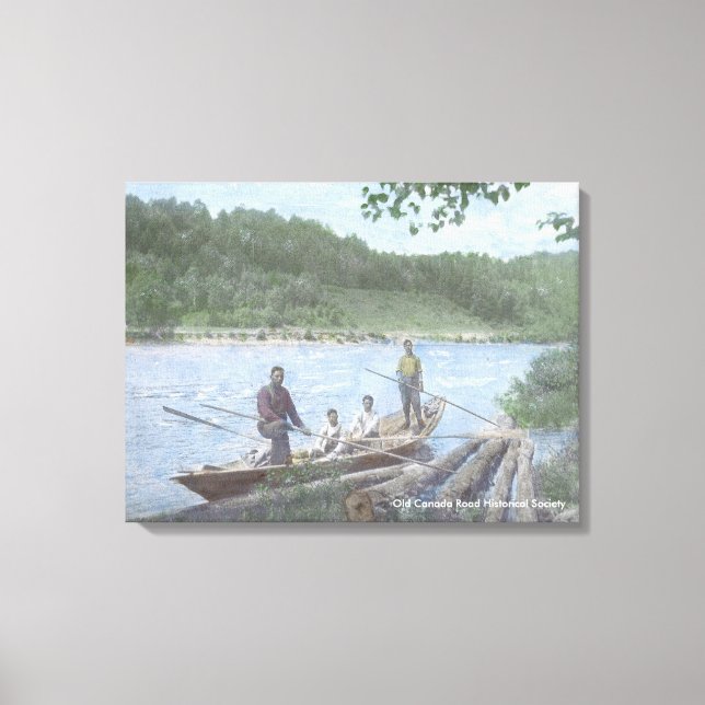 Kennebec River Drivers in a Bateau - Canvas (Framsida)