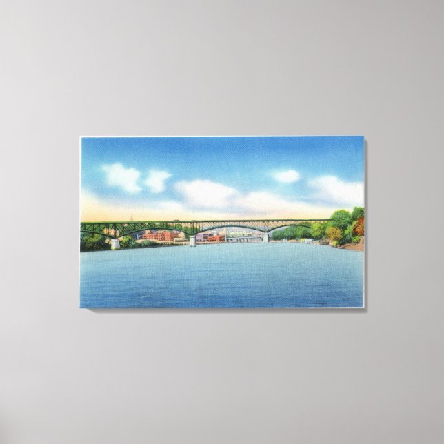 Kennebec River View of the Augusta Toll Bridge Canvastryck (Framsida)