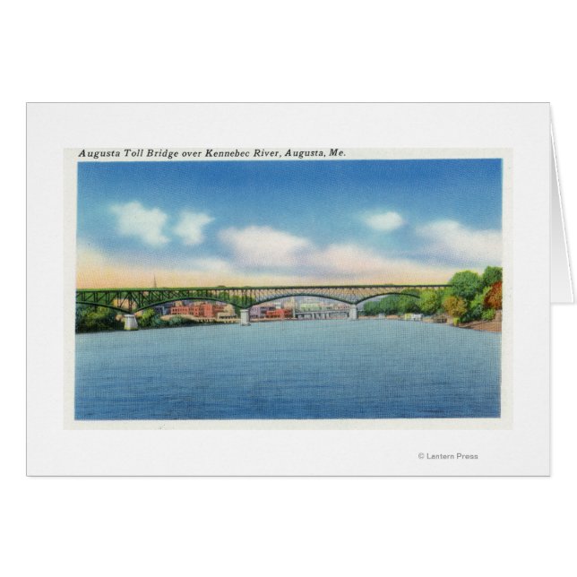 Kennebec River View of the Augusta Toll Bridge Hälsningskort (Framsidan Horizontal)