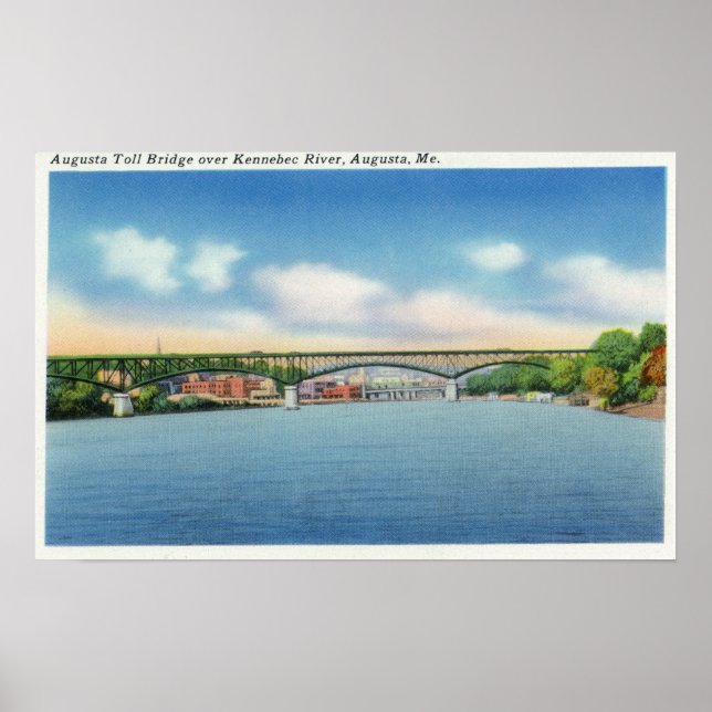 Kennebec River View of the Augusta Toll Bridge Poster (Framsidan)