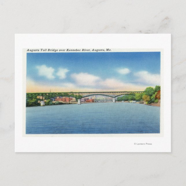 Kennebec River View of the Augusta Toll Bridge Vykort (Framsida)