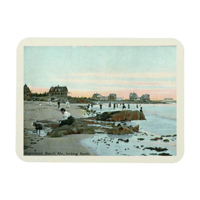 Kennebunk Beach, Maine 1915 Vintage Stil Magnet (Horisontell)