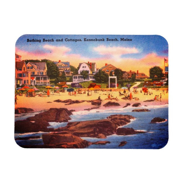 Kennebunk Beach, Maine Vintage Cottages Photo Magnet (Horisontell)