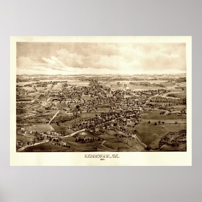 Kennebunk, Maine Birds Öga View, 1895 Poster (Framsidan)
