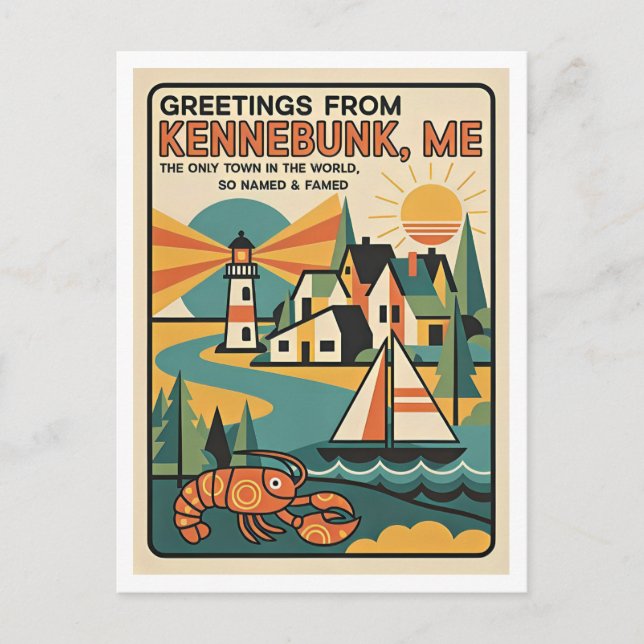 Kennebunk Maine Retrokonsttryck  Vykort (Framsida)