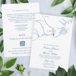 Kennebunkport Allt-i-ett QR-kod RSVP Bröllop Inbjudningar