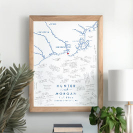 Kennebunkport Bröllop Modern Guest Bok Poster