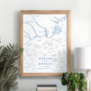 Kennebunkport Bröllop Modern Guest Bok Poster
