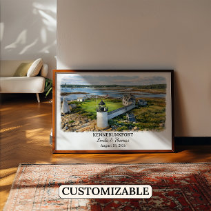 Kennebunkport Maine Affisch, Akvarell, Anpassad Poster