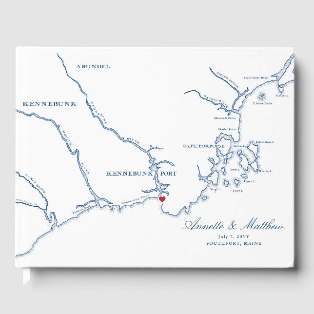 Kennebunkport Maine Bröllop Gästböcker (Framsida)