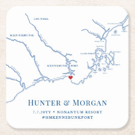 Kennebunkport Maine Bröllop Välkommen Party Underlägg Papper Kvadrat