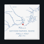 Kennebunkport Maine Karta Wedding Favor Magnet<br><div class="desc">Snabb och enkel beställning! De här Kennebunkport, Maine karta-magneterna, är perfekten att säga "Välkommen till Maine!" till gäster med välkomna påsgodis, eller anpassa dem till din bröllopsfest. Flytta hjärtat genom att klicka på "Redigera med design verktyg" under "Anpassa". Oavsett om du gifter sig på Nonantum Resort, byter vows på Colony...</div>