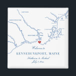 Kennebunkport Maine Karta Wedding Favor Magnet<br><div class="desc">Snabb och enkel beställning! De här Kennebunkport, Maine karta-magneterna, är perfekten att säga "Välkommen till Maine!" till gäster med välkomna påsgodis, eller anpassa dem till din bröllopsfest. Flytta hjärtat genom att klicka på "Redigera med design verktyg" under "Anpassa". Oavsett om du gifter sig på Nonantum Resort, byter vows på Colony...</div>